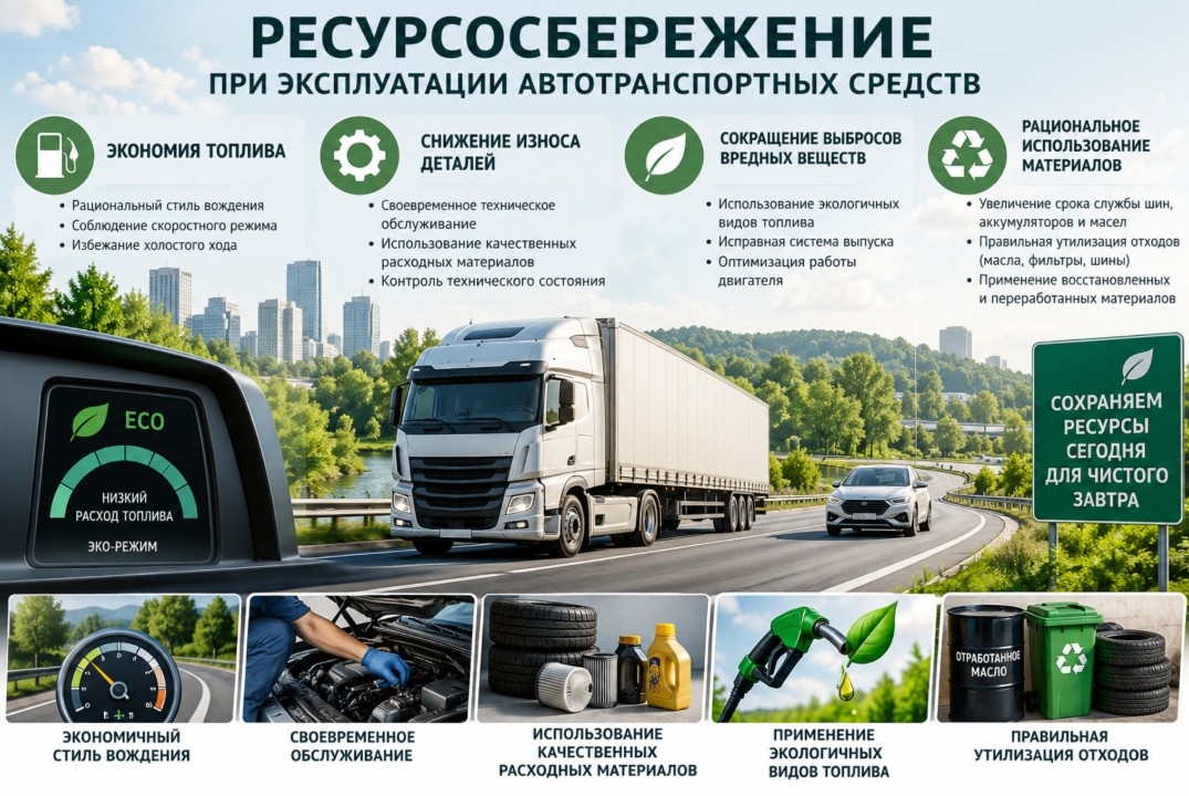 Ресурсосбережение при эксплуатации автотранспортных средств